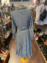 Load image into Gallery viewer, Maje navy/white Viscose Checkered front tie Dress, Size 3=L
