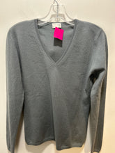 Load image into Gallery viewer, TSE Grey Blue Cashmere V cut longsleeve Sweater, Size M
