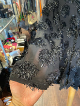 Load image into Gallery viewer, Issey Miyake Black Rayon "fringe floral" embellished Flowy Top, Size M
