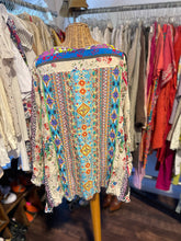 Load image into Gallery viewer, Johnny Was multicolor Rayon Printed NWT! Bell sleeves Top, Size S
