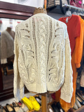 Load image into Gallery viewer, jenni kayne Cream Cotton Cable Knit brown buttons cardigan Sweater
