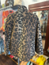 Load image into Gallery viewer, Betsey Johnson brown multi Wool Blend Leopard Metal Clasp Jacket, Size XS

