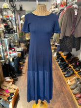 Load image into Gallery viewer, Max &amp; Moi Blue Silk Short sleeve Dress W/trim, Size M
