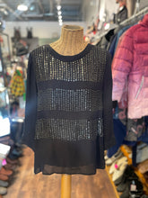Load image into Gallery viewer, L'agence Black Blend beading back zip Top, Size 6
