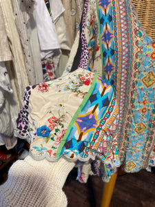 Johnny Was multicolor Rayon Printed NWT! Bell sleeves Top, Size S