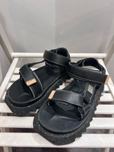 Load image into Gallery viewer, Marsell x Suicoke Black Leather Size 37 ankle &amp; toe strap jagged platform Shoe
