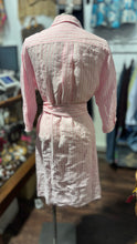 Load image into Gallery viewer, Seidensticker Pink &amp; White Linen stripes button down belt detail Shirt Dress
