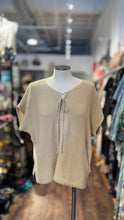 Load image into Gallery viewer, Raquel Allegra Beige Cotton knit lace up Top
