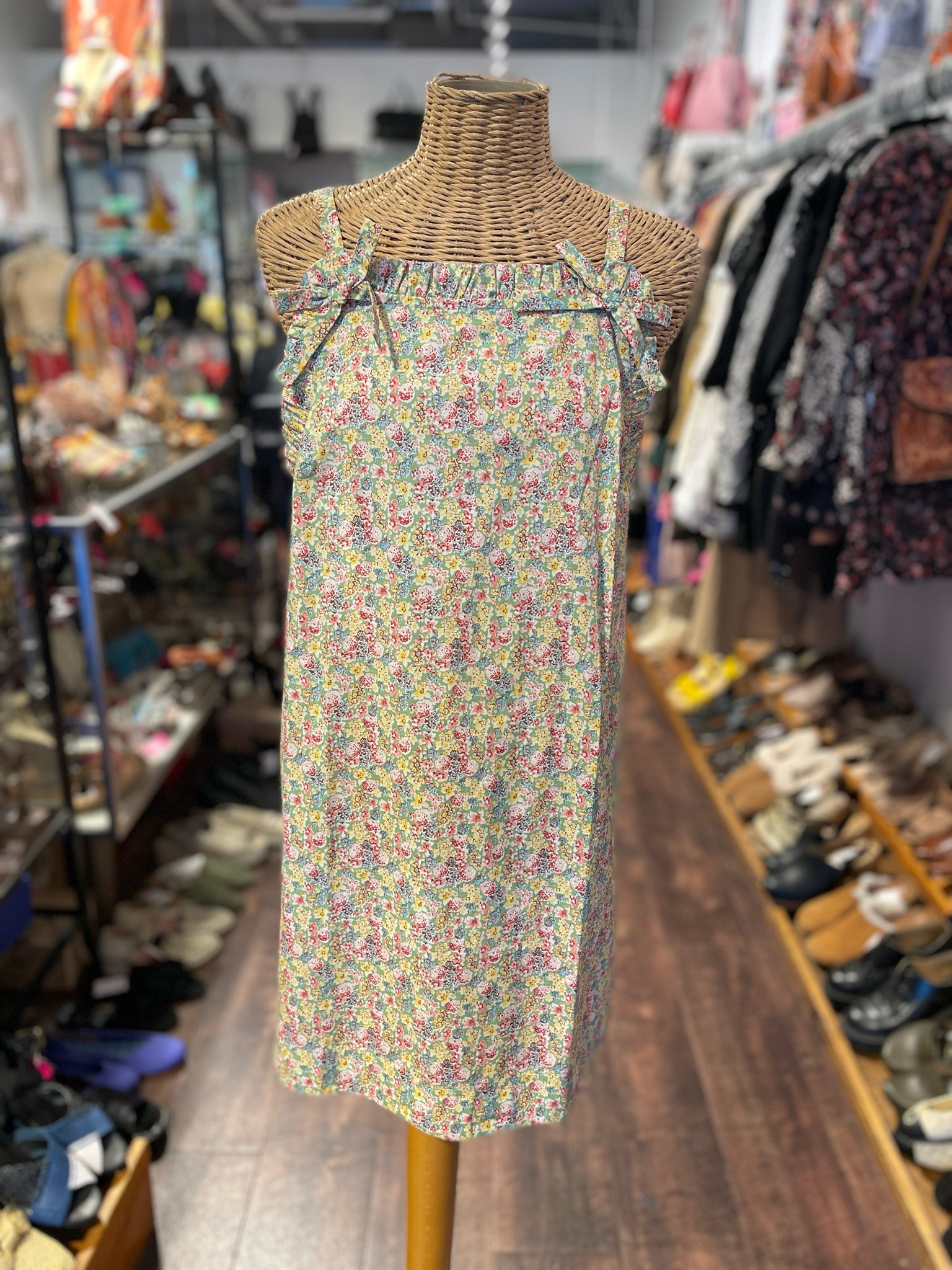 DOEN Green & Yellow Cotton Wildflowers NWT! Dress, Size M