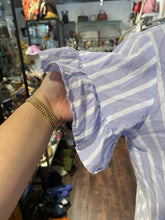 Load image into Gallery viewer, Mille Purple &amp; White Cotton Stripe Button up Top, Size S
