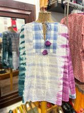 Load image into Gallery viewer, V.DE. Vinster. blue, white, purple Cotton Tie Dye tassel longsleeve Top
