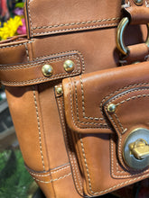 Load image into Gallery viewer, Coach cognac Leather turn lock clasp Purse, Gently worn inside

