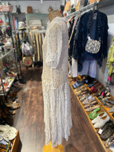 Load image into Gallery viewer, Lilith Beige &amp; Gray sheer dots Short sleeve Dress, Size S
