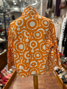 AndAndrea Orange & White Cotton Swirl Jacket, Size M/L