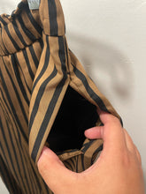Load image into Gallery viewer, Pomandere Black &amp; Brown Viscose blend striped stretch waist tapered Pant
