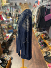 Load image into Gallery viewer, Biya Johnny Was Blue Rayon Floral Longsleeve embroidered Top, Size M
