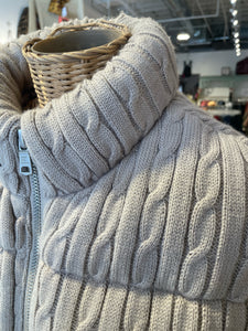 Avec Les Filles Beige Poly Cable Knit Puffer Jacket, Size M