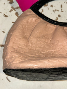 Nancy Gonzalez Peach & black crocodile Handbag Purse