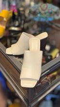 Load image into Gallery viewer, Mercedes Castillo Cream &amp; Brown Leather Open Toe wedge Sandal, Size 38
