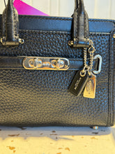 Load image into Gallery viewer, Coach Black &amp; silver Leather Mini crossbody Purse
