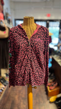 Load image into Gallery viewer, Ed Hardy Pink &amp; Black Rayon Blend Leopard Zip Up Embellished Sweater, Size M
