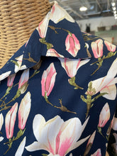 Load image into Gallery viewer, Samantha Sung Navy &amp; pink Cotton Floral Button up longsleeve Dress, Size 10
