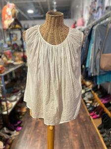 Elsa Esturgie Off white Organic Cotton sleeveless billowy Top, Size 38