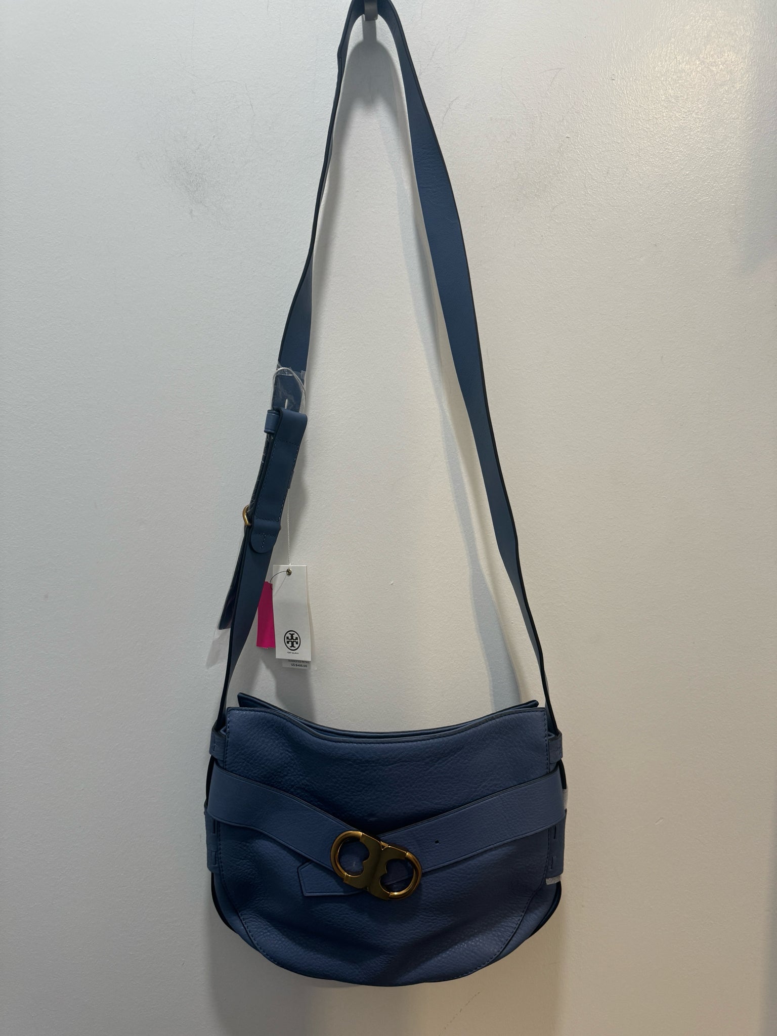 Tory Burch Periwinkle Leather gold buckle crossbody Purse