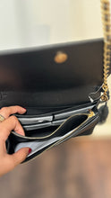 Load image into Gallery viewer, Tory Burch Black Leather EMBOSSED LOGO tassle detail Purse
