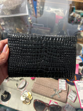 Load image into Gallery viewer, CHANEL Black Reptile leather tri-fold Wallet, Rare &amp; Vintage AS IS condition
