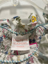Load image into Gallery viewer, Loretta Caponi White multi Cotton Floral smock neck Top
