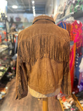 Load image into Gallery viewer, Overland Brown Suede Fringe double zip Jacket

