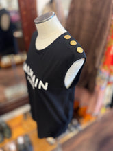 Load image into Gallery viewer, Balmain Black &amp; White Cotton Logo gold buttons Top
