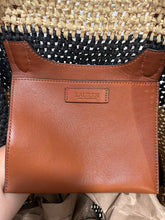 Load image into Gallery viewer, Ralph Lauren black, brown &amp; tan striped Woven gold accent Tote
