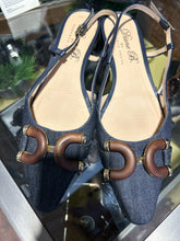 Load image into Gallery viewer, Roberto Festa indigo &amp; brown Denim point toe sling back Shoe, Size 38
