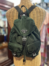 Load image into Gallery viewer, Prada Army Green Logo Size Small backpack Purse
