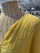 Load image into Gallery viewer, CP Shades Yellow Linen v neck longsleeve Top
