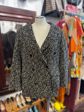 Load image into Gallery viewer, The Kooples Black &amp; Gold Cotton Blend Leopard Blazer

