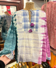 Load image into Gallery viewer, V.DE. Vinster. blue, white, purple Cotton Tie Dye tassel longsleeve Top
