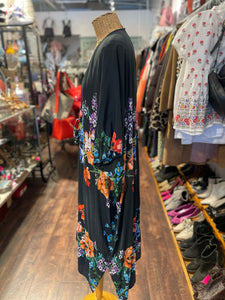 Johnny Was Black Rayon Floral Layering Top, Size S/M