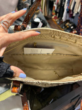 Load image into Gallery viewer, Brahmin beige &amp; brown Leather reptile texture Tote Purse
