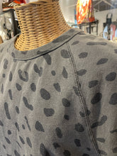 Load image into Gallery viewer, Clare V. Grey Cotton Leopard Cut off crew neck Sweater, Size XL
