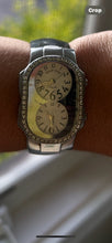 Load image into Gallery viewer, Philip Stein Black &amp; silver patent W/Diamonds Watch, AS IS
