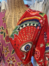 Load image into Gallery viewer, FARM Rio Purple &amp; Red Viscose floral &amp; doodles wrap dress Dress, Size L
