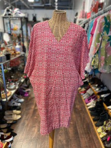 Ginger Red & white Blend Paisley pockets Tunic, Size S/M