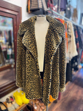 Load image into Gallery viewer, Maria Donisiou Black &amp; Brown Faux Fur Cheetah Big Buttons Jacket, Size O/S
