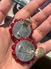 Load image into Gallery viewer, Angela Caputi red &amp; black bead Vintage clip on Earrings
