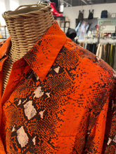 Load image into Gallery viewer, Equipment Orange &amp; Black Silk Reptile Button up Top, Size XS
