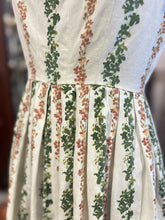 Load image into Gallery viewer, Vintage beige &amp; green Blend Floral Stripes button back Dress
