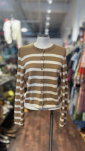 Load image into Gallery viewer, la ligne chetsnut &amp; white Cashmere Stripe Button up Sweater

